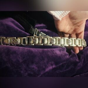 Harley Davidson Leather and Silver Branded Belt Vintage Sz S